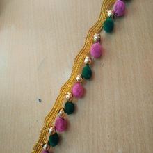 embroidered dress saree border Pom Pom work lace