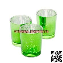 Mercury Green Glass Votives