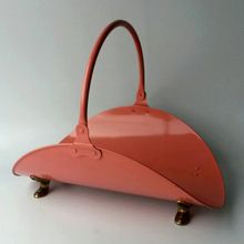 Red Iron Metal Fireplace Carrier Basket