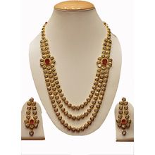 Three line kundan necklace set