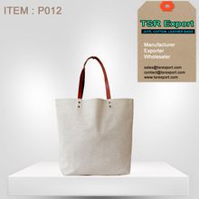 cotton canvas bag with leather