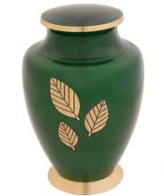 Brass Adult Urn With Leaves Design