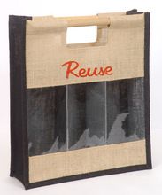  jute bag with wooden handle