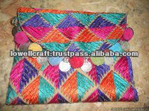 pulkari embroidery ethnic clutch bag