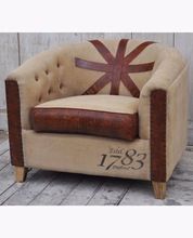 Leather canvas sofa
