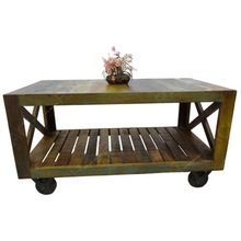 Rustic Solid Wood Coffee Table with wheels