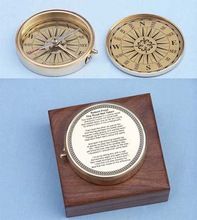 Brass Nautical Poem Compass with Wooden Box