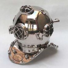 Brass Silver Finish Mark V Marine 18 inch Decorative Diver Helmet 
