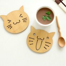 CAT SMILE WOODEN COASTER