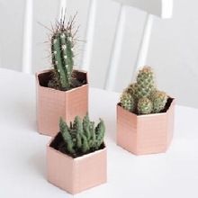 PURE COPPER HEXAGONAL PLANTER SET