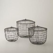RUSTIC WIRE STORAGE BASKET WITH CAP