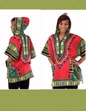 African Dashiki Hoodie T-Shirt Traditional Hippie Poncho