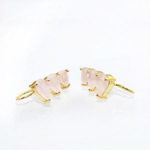 Pink Chalcedony Cuff Earring