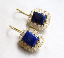 Blue Lapis with Small Round Rose Quartz Prone Setting Handmade Stud Earring