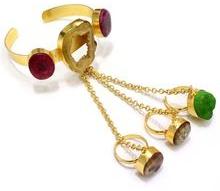 Gold Plated Druzy 3 Ring Handharness