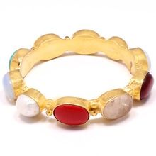 Gold Plated Fixed Size Multi-Color Beautiful Vintage Statement Cuff