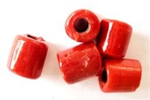 red colour tube shaped glass beads