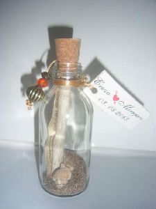 Wedding Invites in a Glass Bottles with Shells