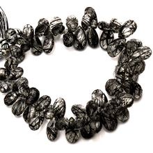 Black Rutile quartz Briolette Beads