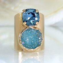 Blue Druzy Crystal Gemstone Ring
