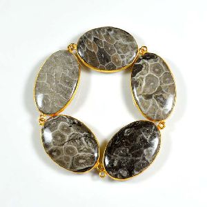 Gold Plated Fossil Coral Connector