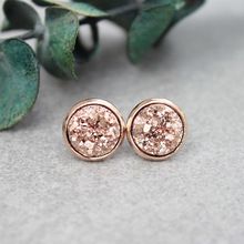 Rose Gold Stud Druzy Post Earring