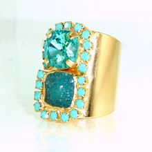 Turquoise Pave Diamond Long Ring