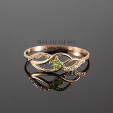 Silver Purple Gem Natural Peridot and White Topaz Jewelry Ring