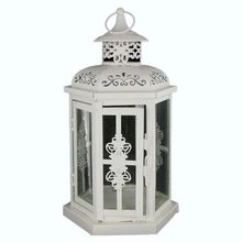 White metal lantern with handle