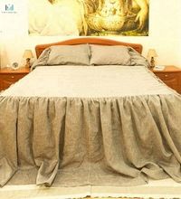 Flax Bedspread King Ruffled Bedding