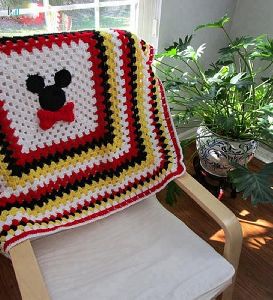 Hand Knitted Crochet Disney Stroller Blanket