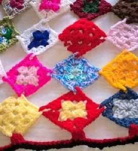 Handmade Decorative multi coloured throw Openwork crochet