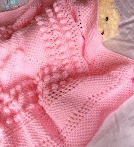 Handmade knitted crochet baby throw blanket