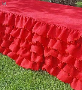 Red Wedding Decor Ruffle Tablecloth