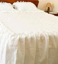 Ruffle Linen Queen King Skirted Coverlet Bedding skirted bedspread
