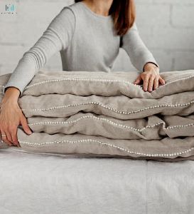 Soft Flax linen bedding White grey duvet cover