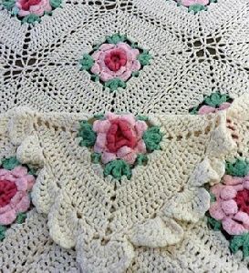 Square Crochet Knitted Bedspread
