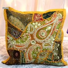 MultiMate Embroidered 100% Cotton Beaded Pillow, Pillow Size : 16x16 Inches