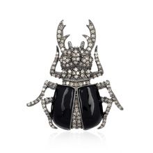 Black Enamel Bug Diamond pendant