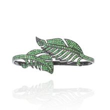 Green Gemstone Leaf Design Palm Bracelet Jewelry
