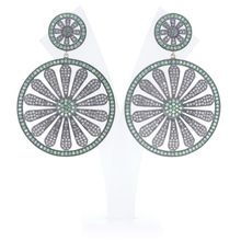 Green Gemstone Round Dangle Earrings