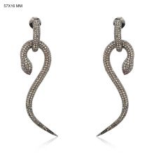 Pave Diamond Designer Snake Dangle Earrings