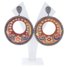 Pave Diamond Gemstone Dangle Earrings