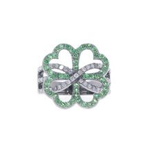 Pave Diamond Green Gemstone Ring
