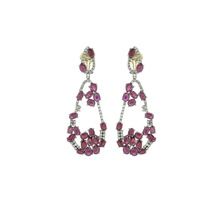 Ruby Gemstone Pave Diamond Dangle Earrings