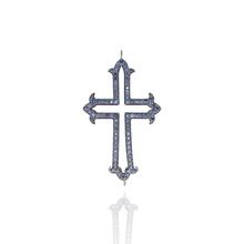 Silver Blue Sapphire Gemstone Cross Pendant