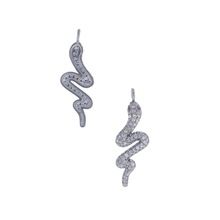 Silver Pave Diamond Snake Charm Pendant Jewelry