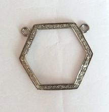 Silver Pave Diamond Hexagon Pendant