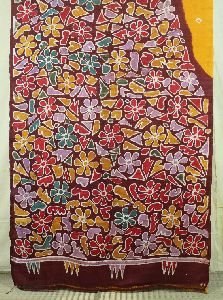 Hand Printed Batik Silk Saree