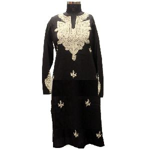 Black Kashmiri Embroidered Unstitched Suit Fabric